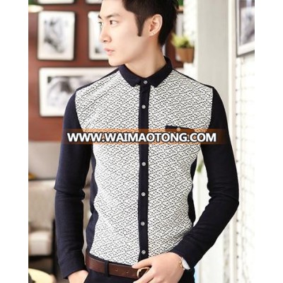 Long Sleeve Leisure/Casual Standing Collar Fashion Men Shirt